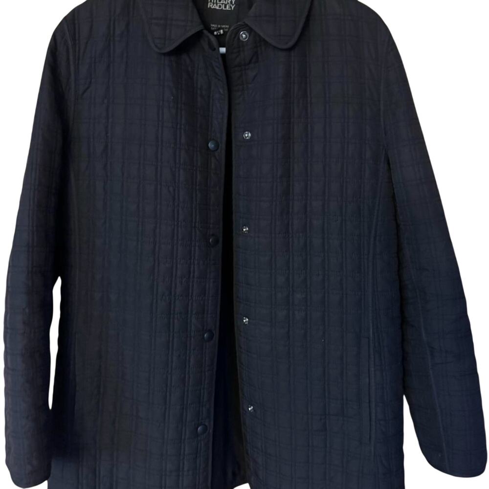 Hilary Radley Black Quilted Button Down Cost Jacket Womens Size Medium